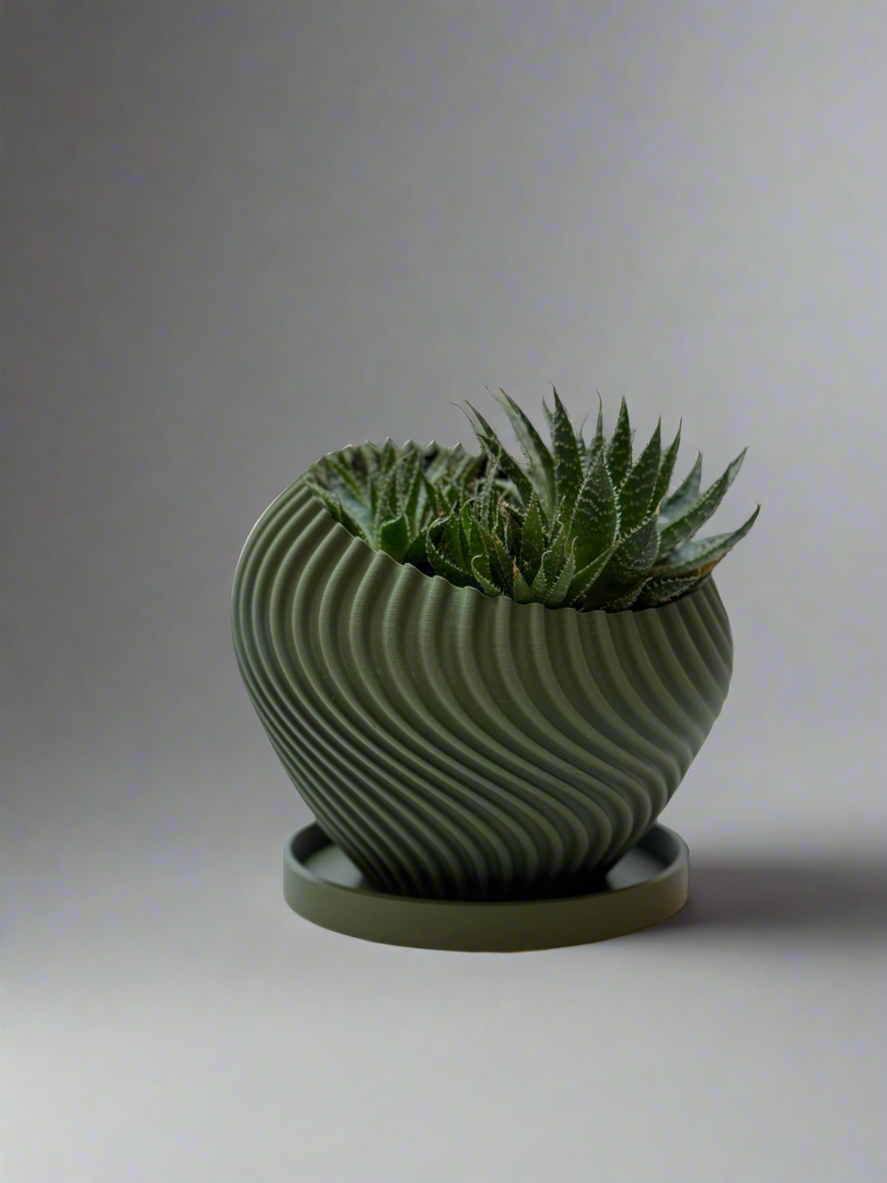 Modern Indoor Planter with Little Platter "Swirl"