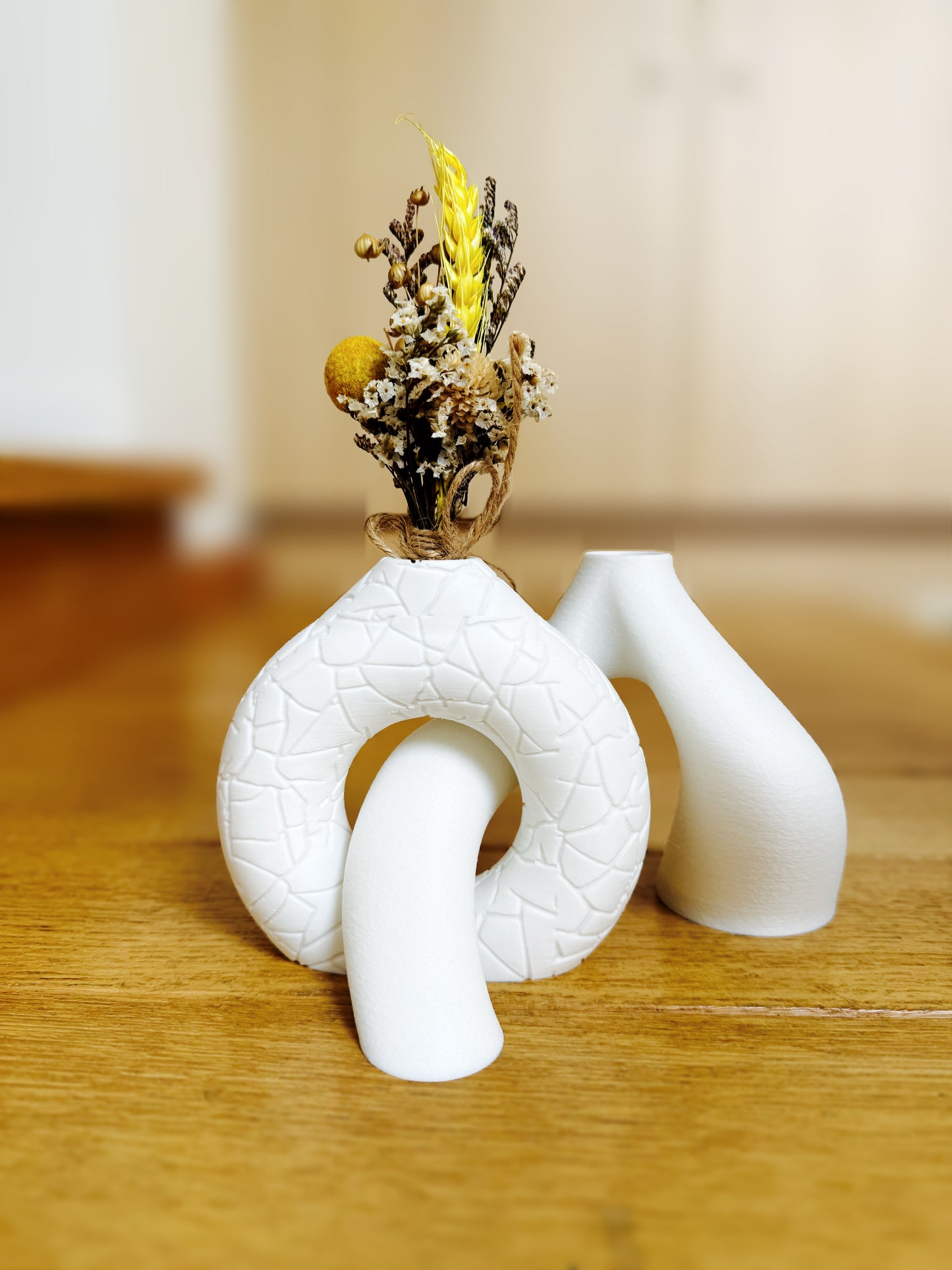 Duo: Cracked Toroid & Innesto – Sculptural Vases Set