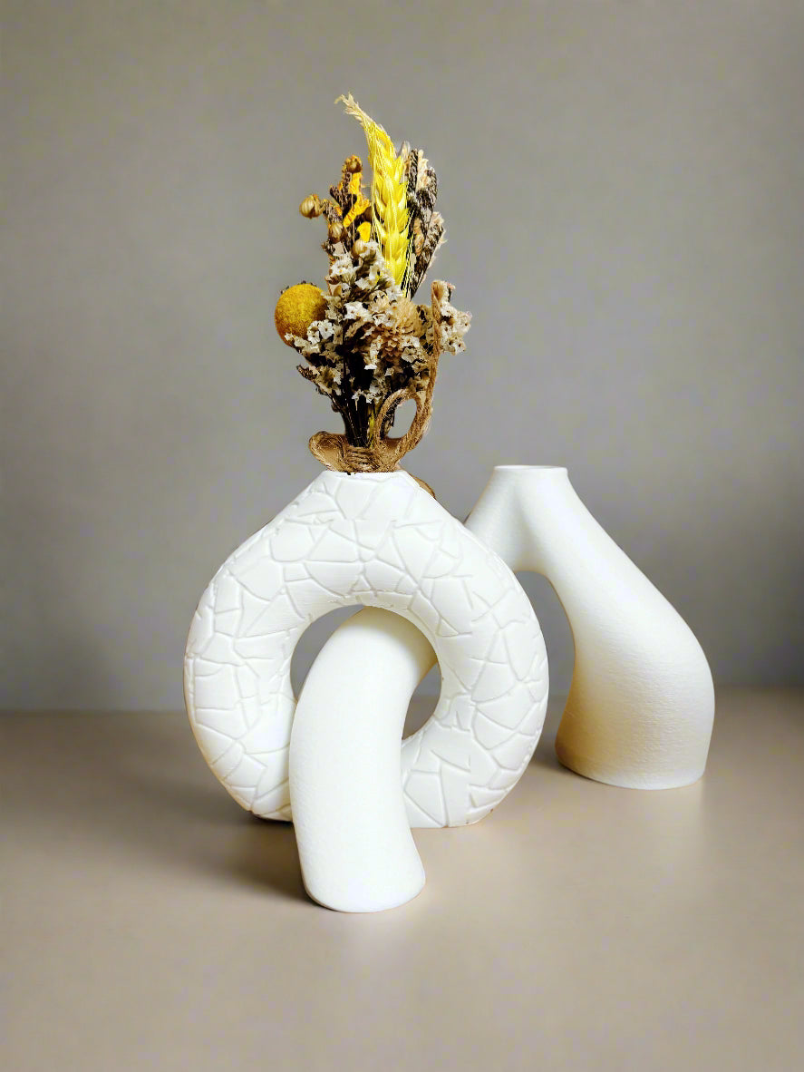 Duo: Cracked Toroid & Innesto – Sculptural Vases Set