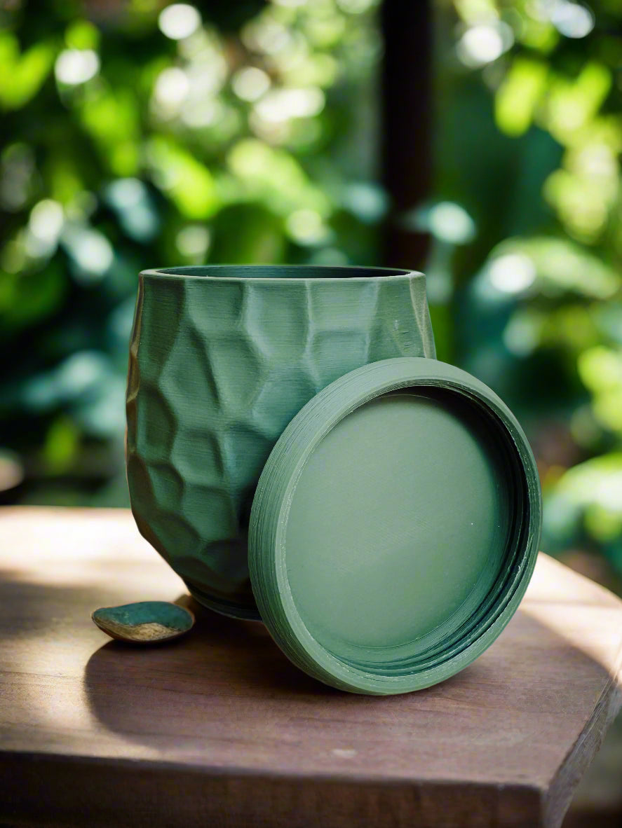 Sculptural Planter "Nido" with Screw-On Bottom Olive Green