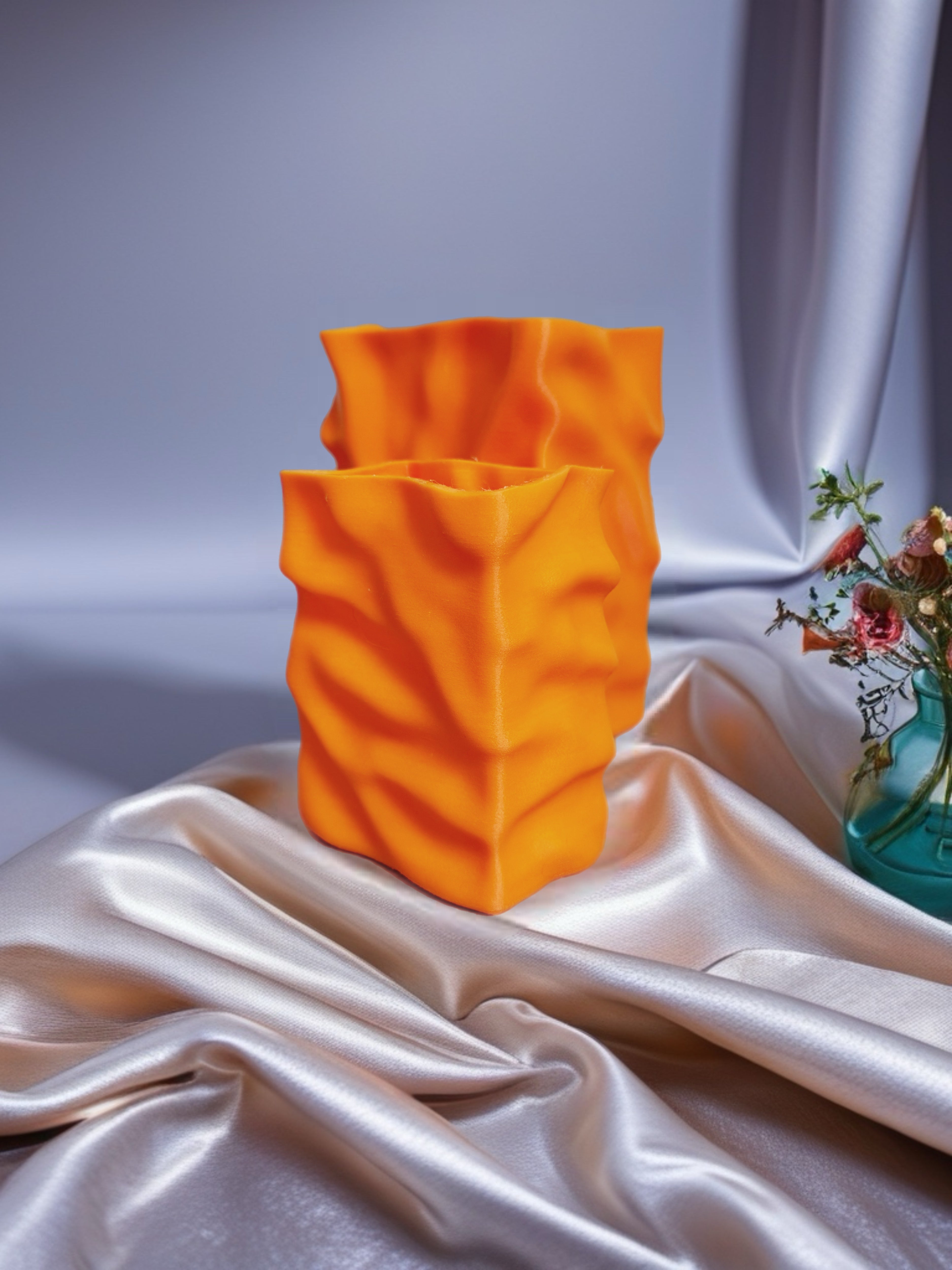 Dried Flower Vase Duo "Paper Bag" Orange
