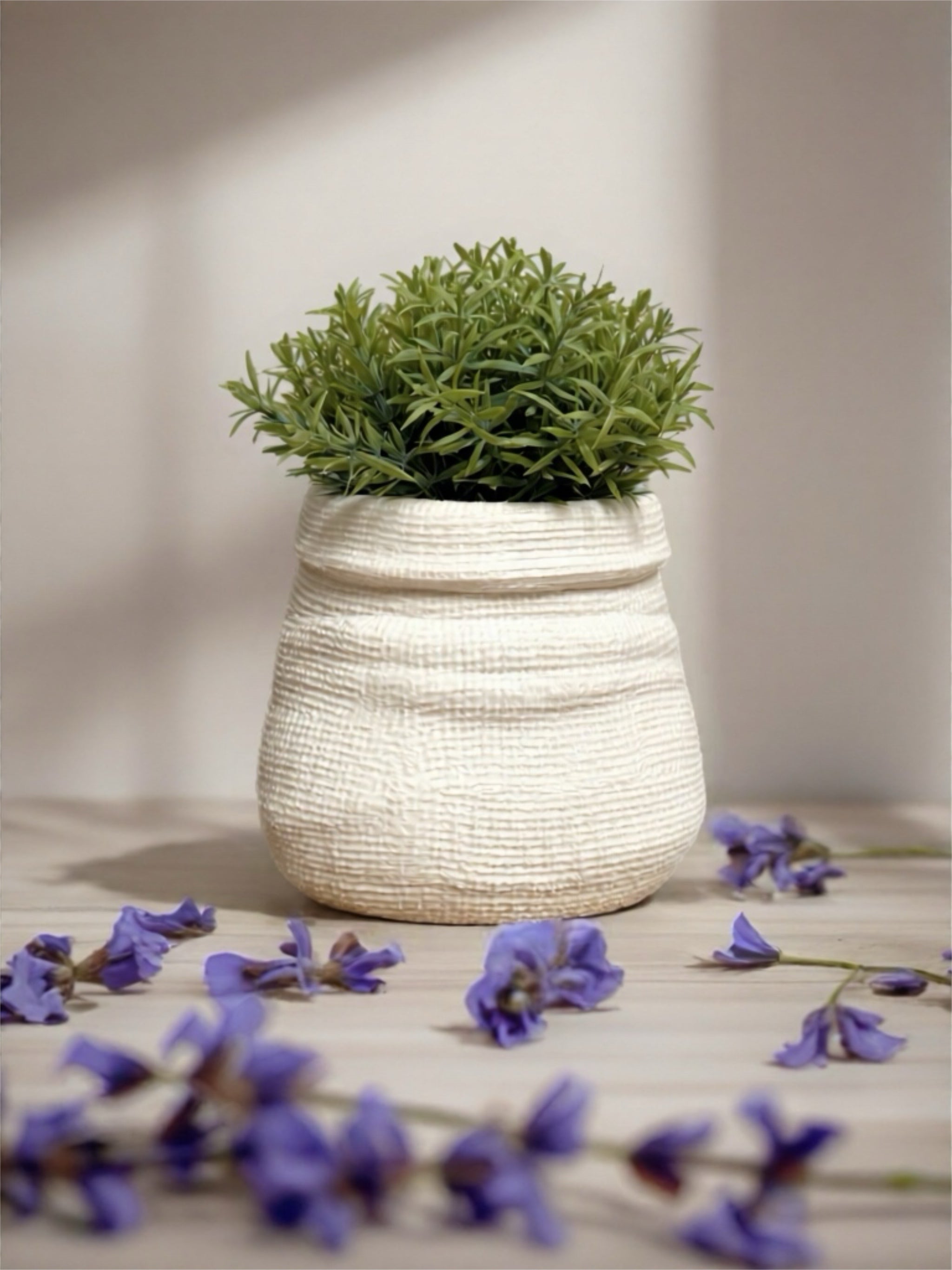 Indoor Planter "Jute Bag" Cream White