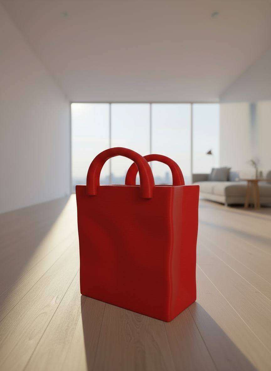 Vase "Wavy Bag" Maroon Red