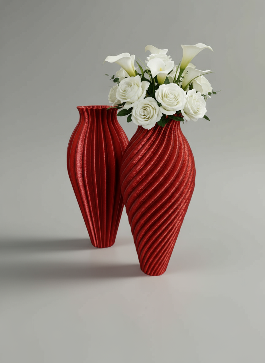 Vase Duo "Bronze Age" Maroon Red