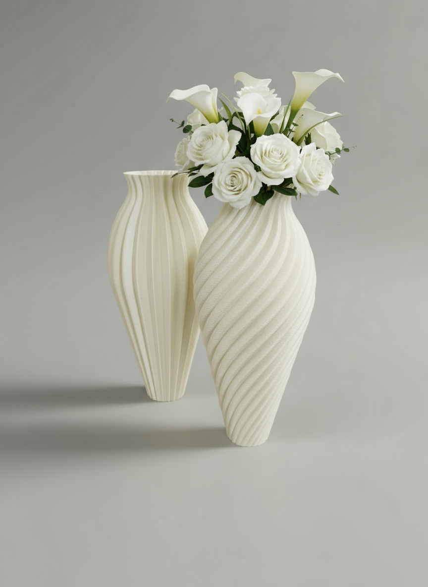Vase Duo "Bronze Age" Cream White