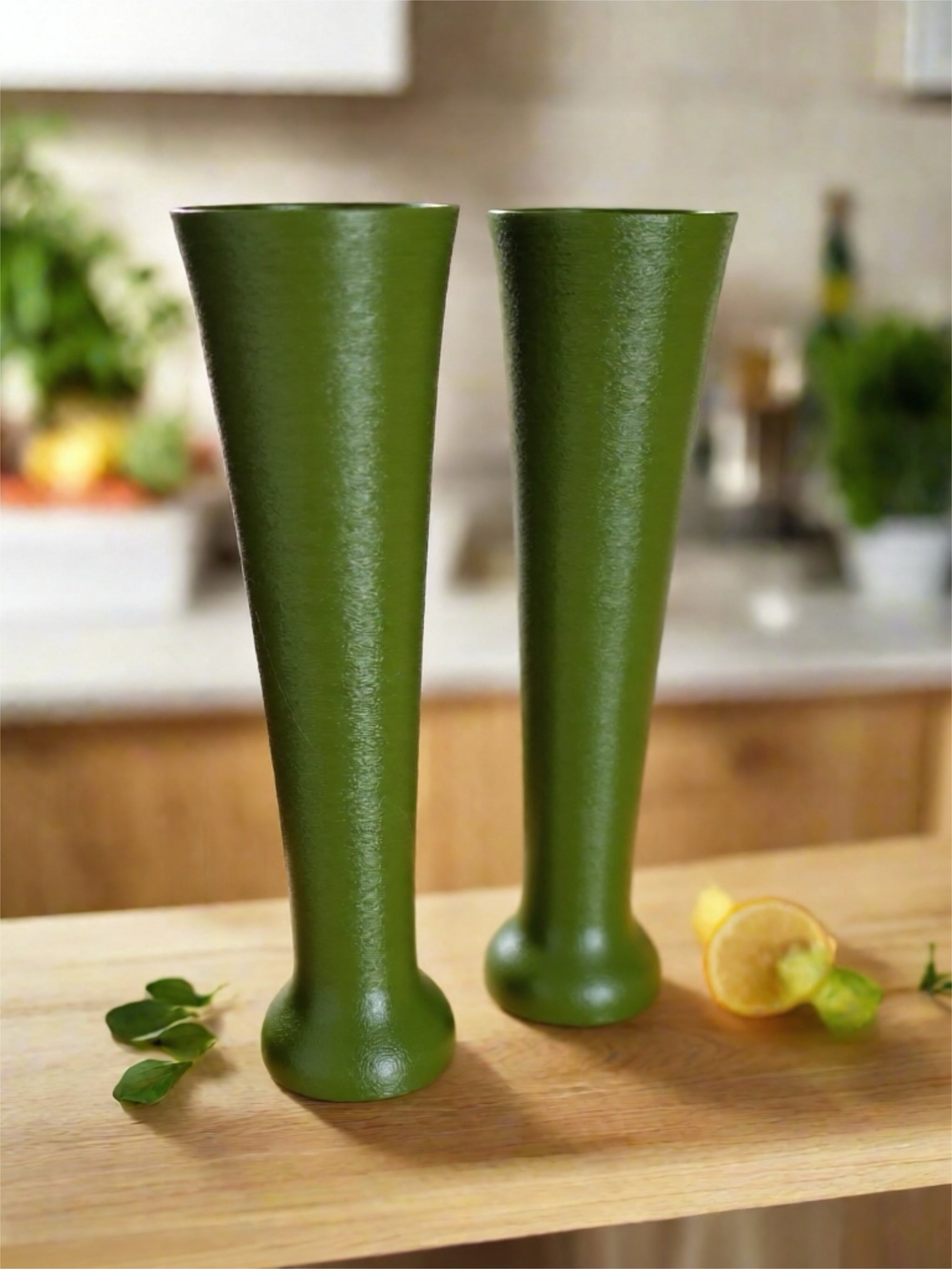 Vase Duo "Cleo" Olive Green