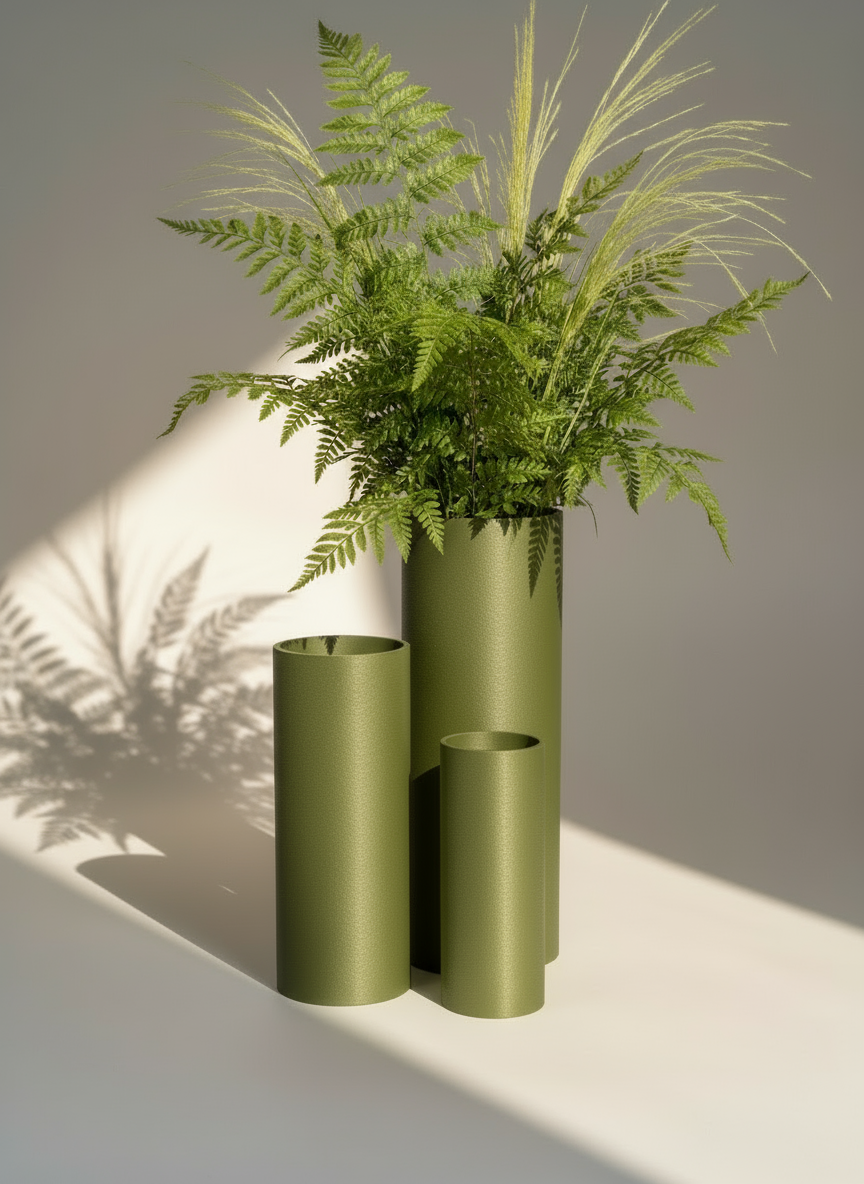Vase Trio "Tubulus" Olive Green