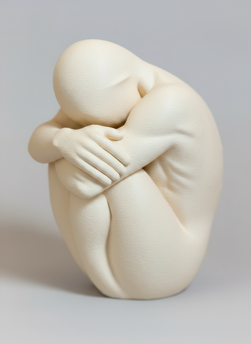 Sculpture "Fallen Angel" Cream White