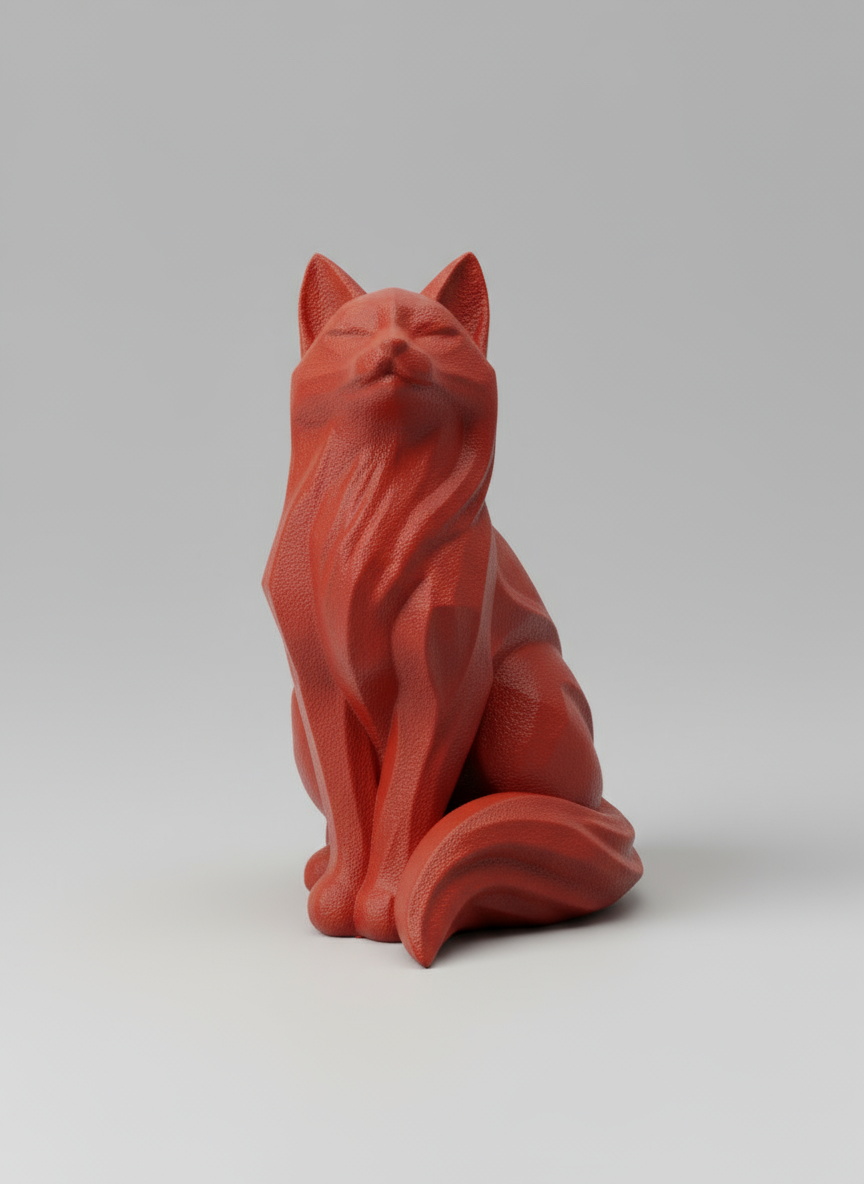 Sculpture "Cat Pride" Maroon Red