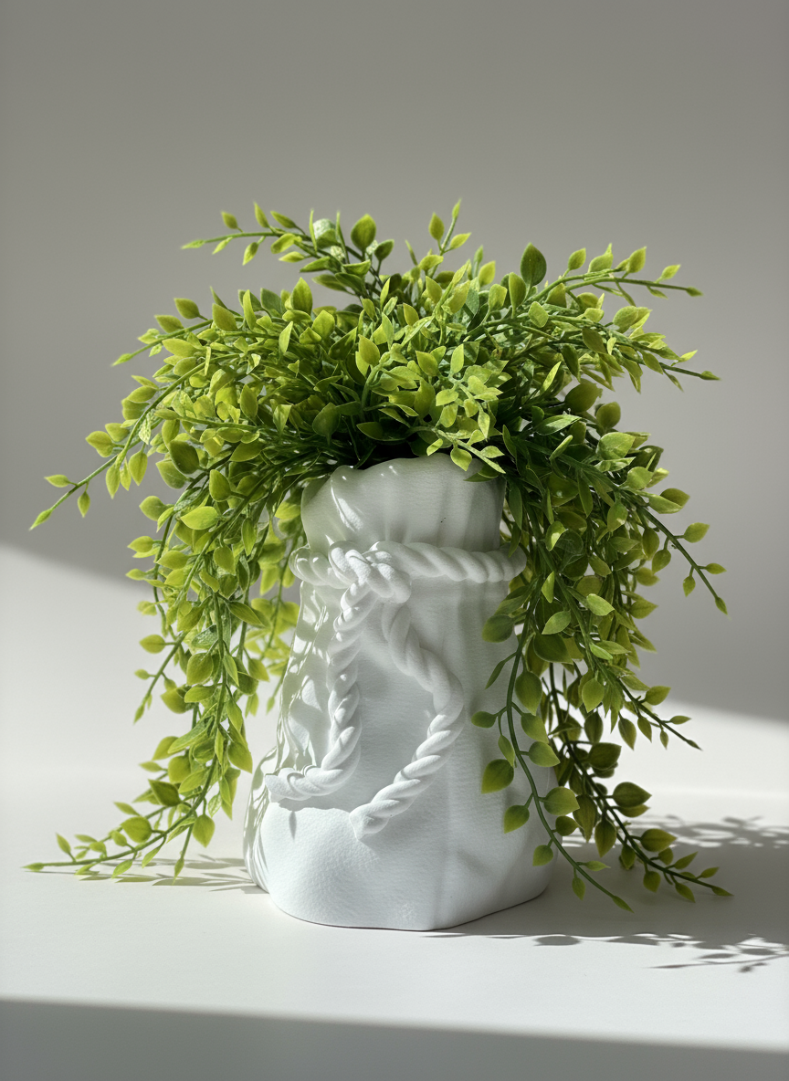 Designer Vase "Sacos Rope" White