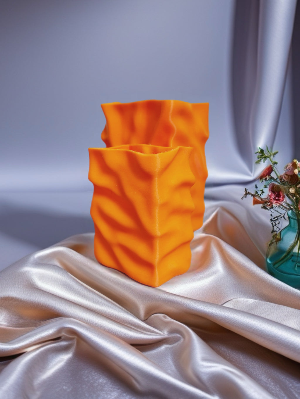 Dried Flower Vase Duo "Paper Bag" Orange
