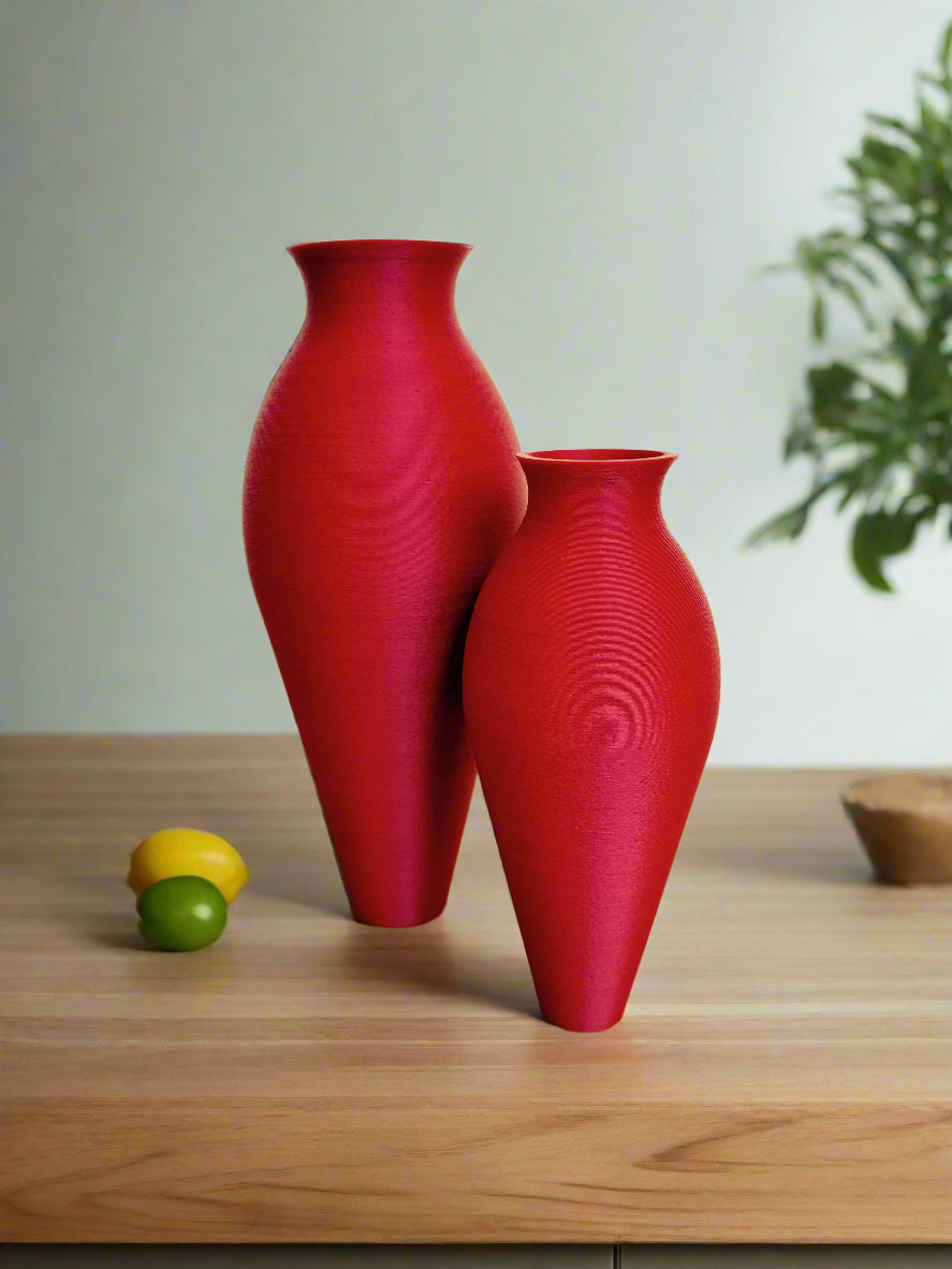 Vase Duo "Slender" - Get a smaller one for free Maroon Red