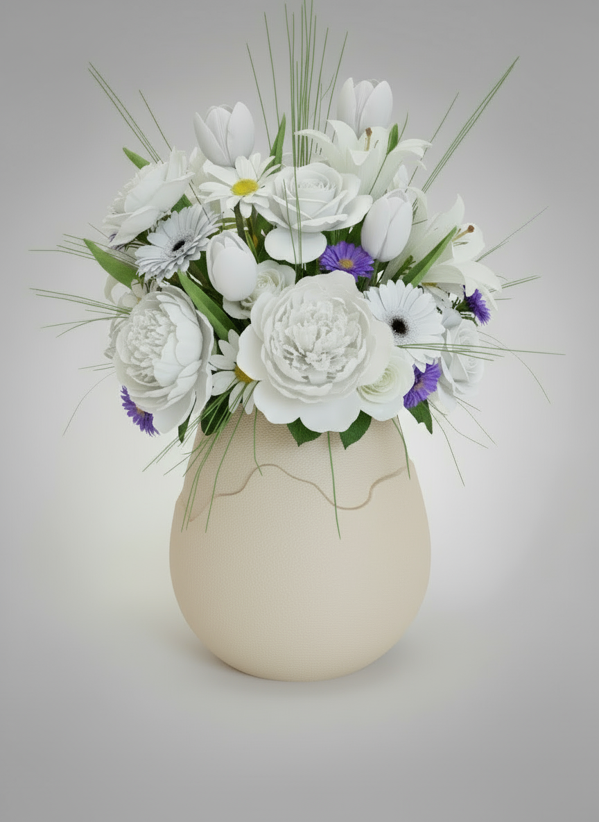 Vase "Shadow Crest" Cream White