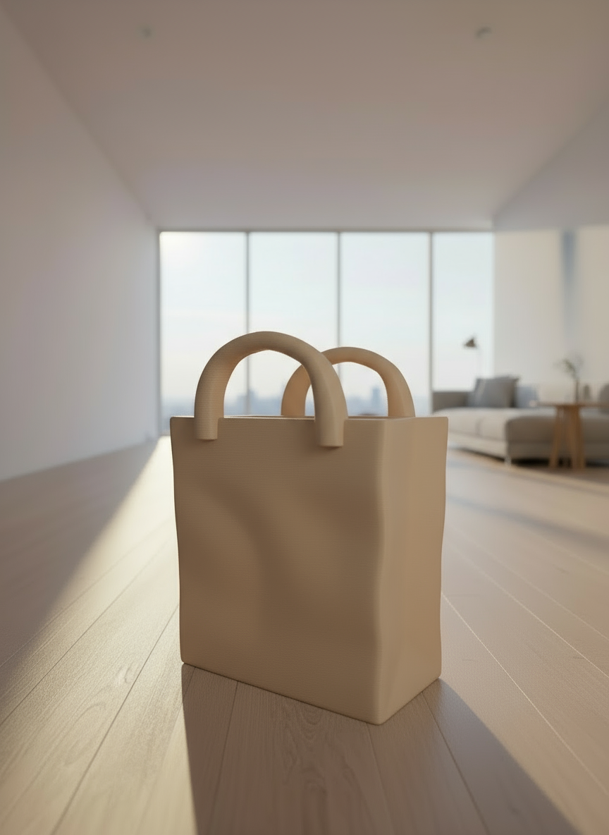 Vase "Wavy Bag" Beige