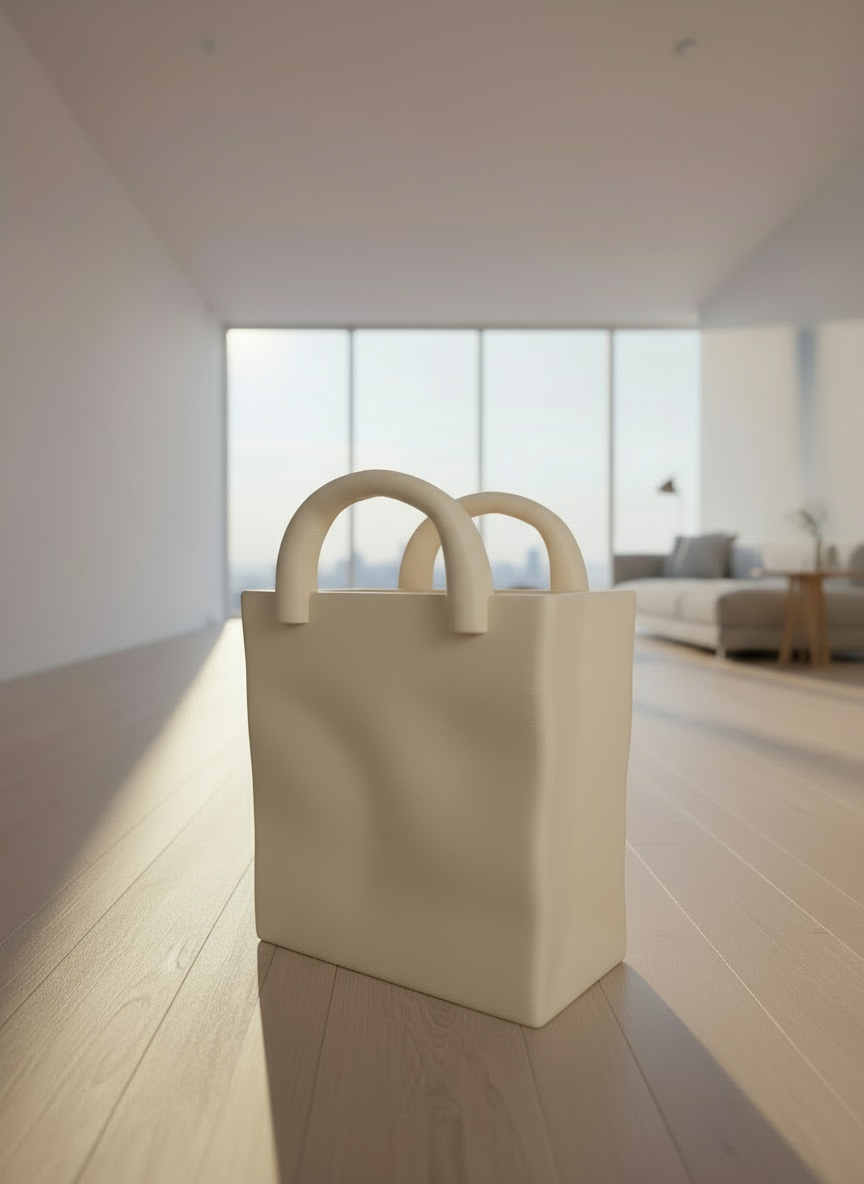 Vase "Wavy Bag" Cream White