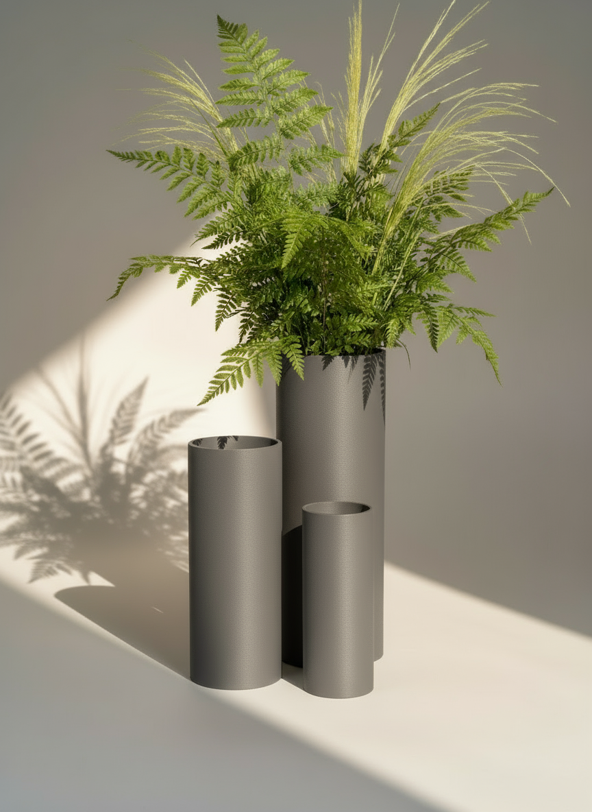 Vase Trio "Tubulus" Light Grey