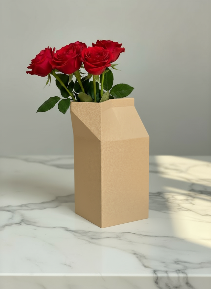 Vase "Milk Carton" Beige