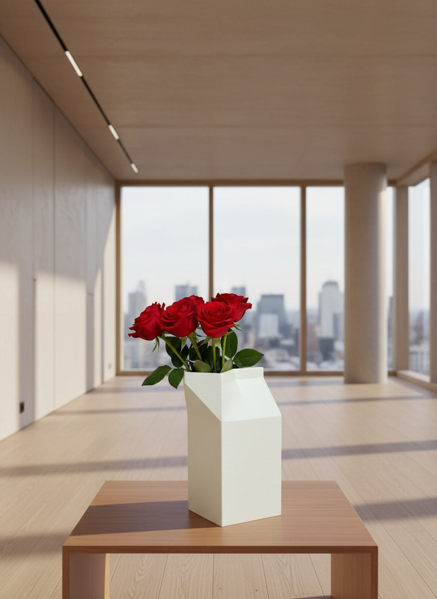3D Printed Vases Decor Lamp Art - Vase "Milk Carton"