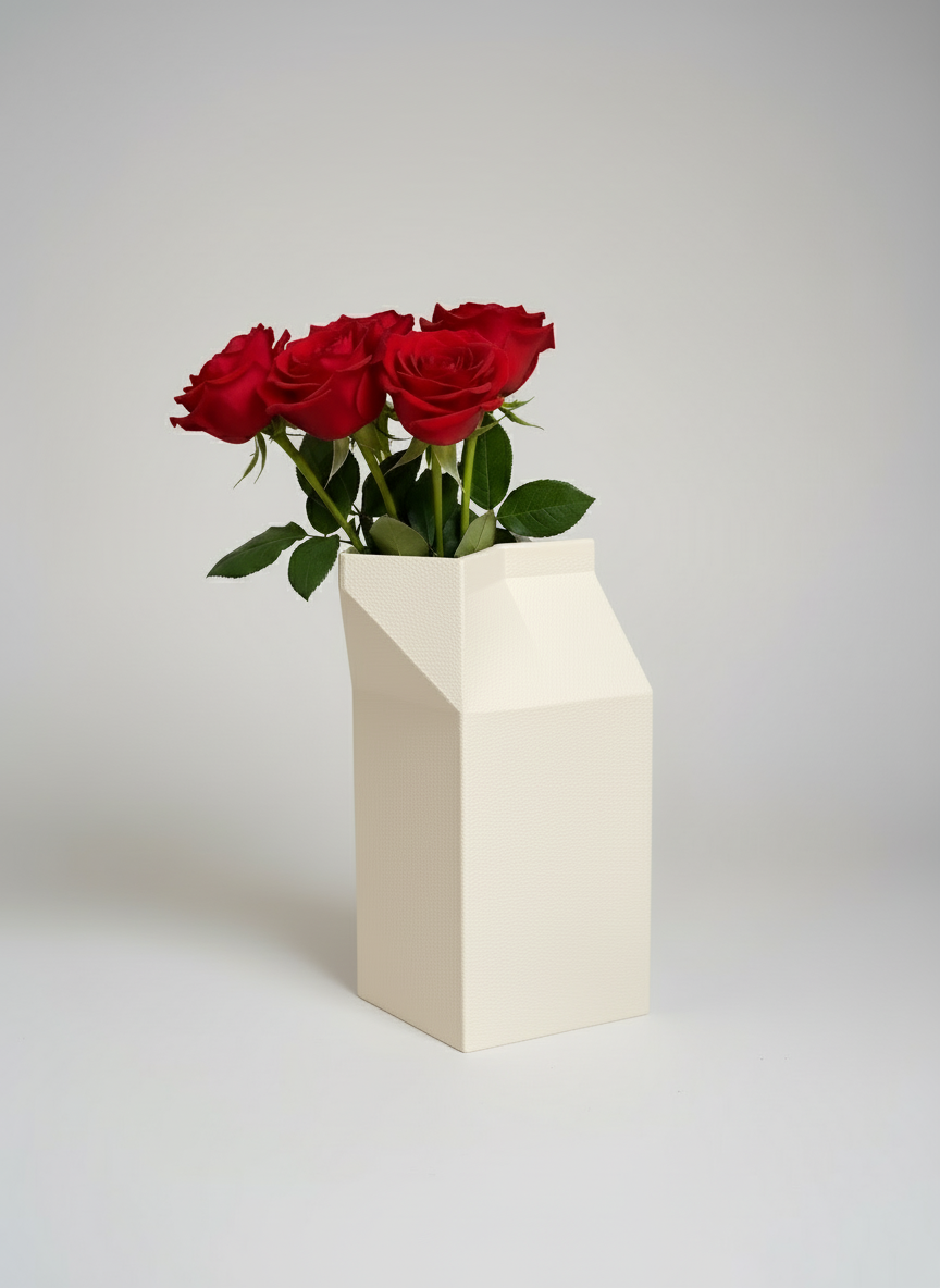Vase "Milk Carton" Cream White