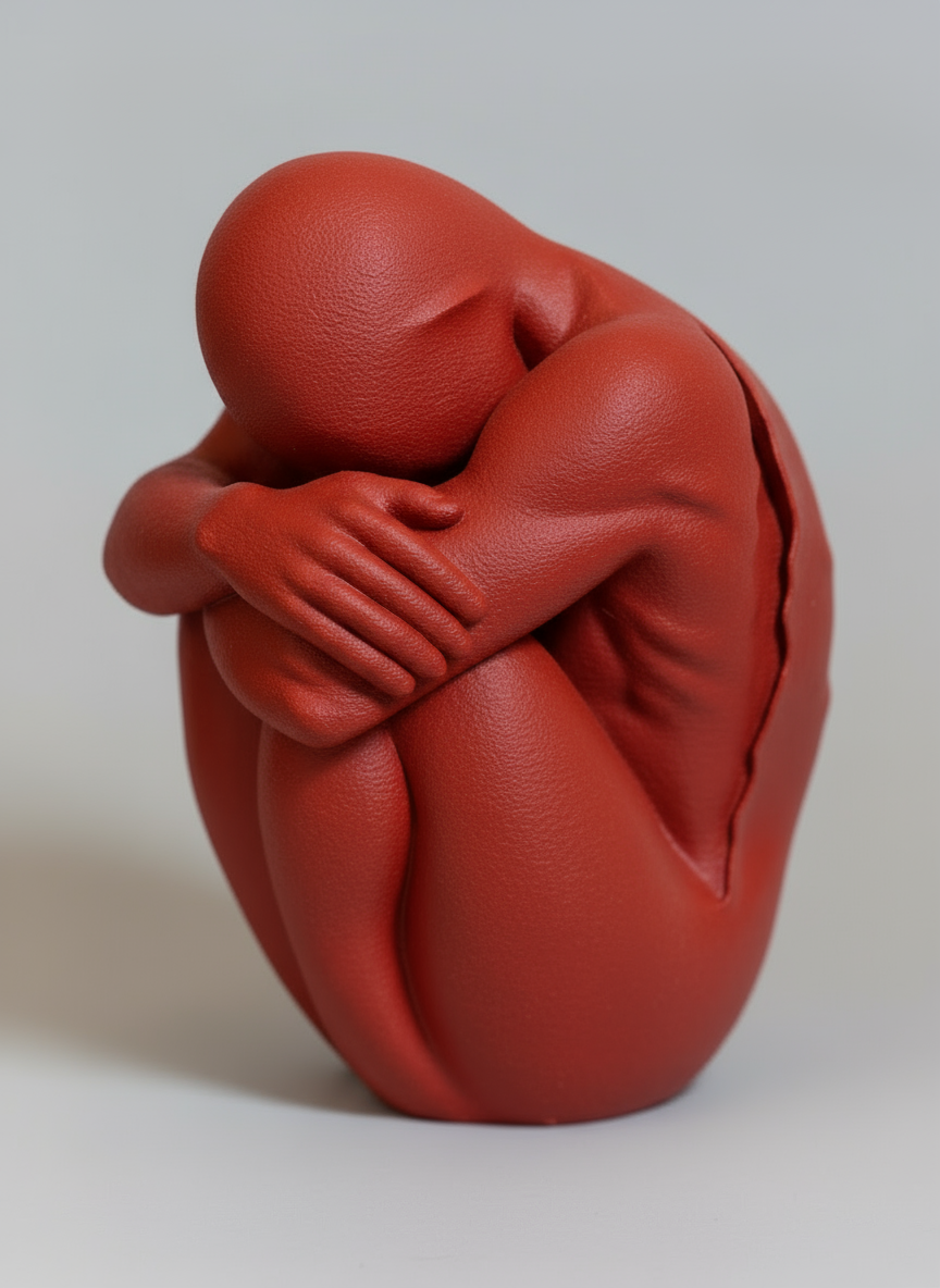 Sculpture "Fallen Angel" Maroon Red