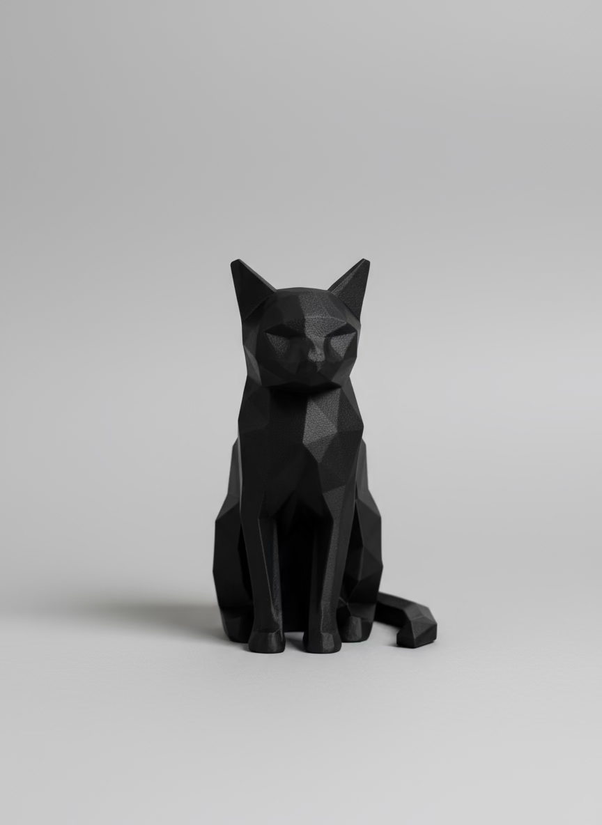 Sculpture "Low Poly Cat" Black
