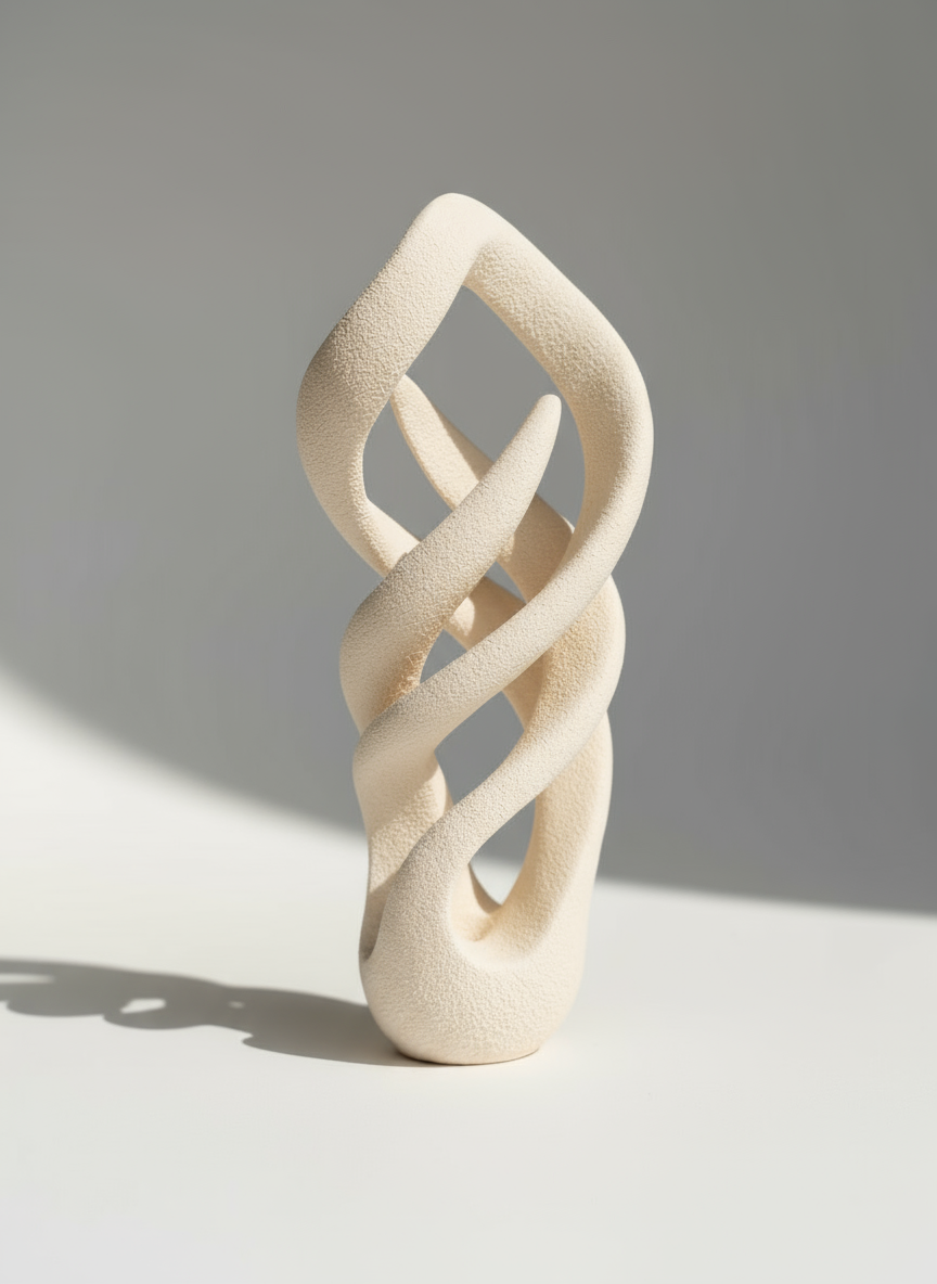 Sculpture "Organic Twist" Cream White