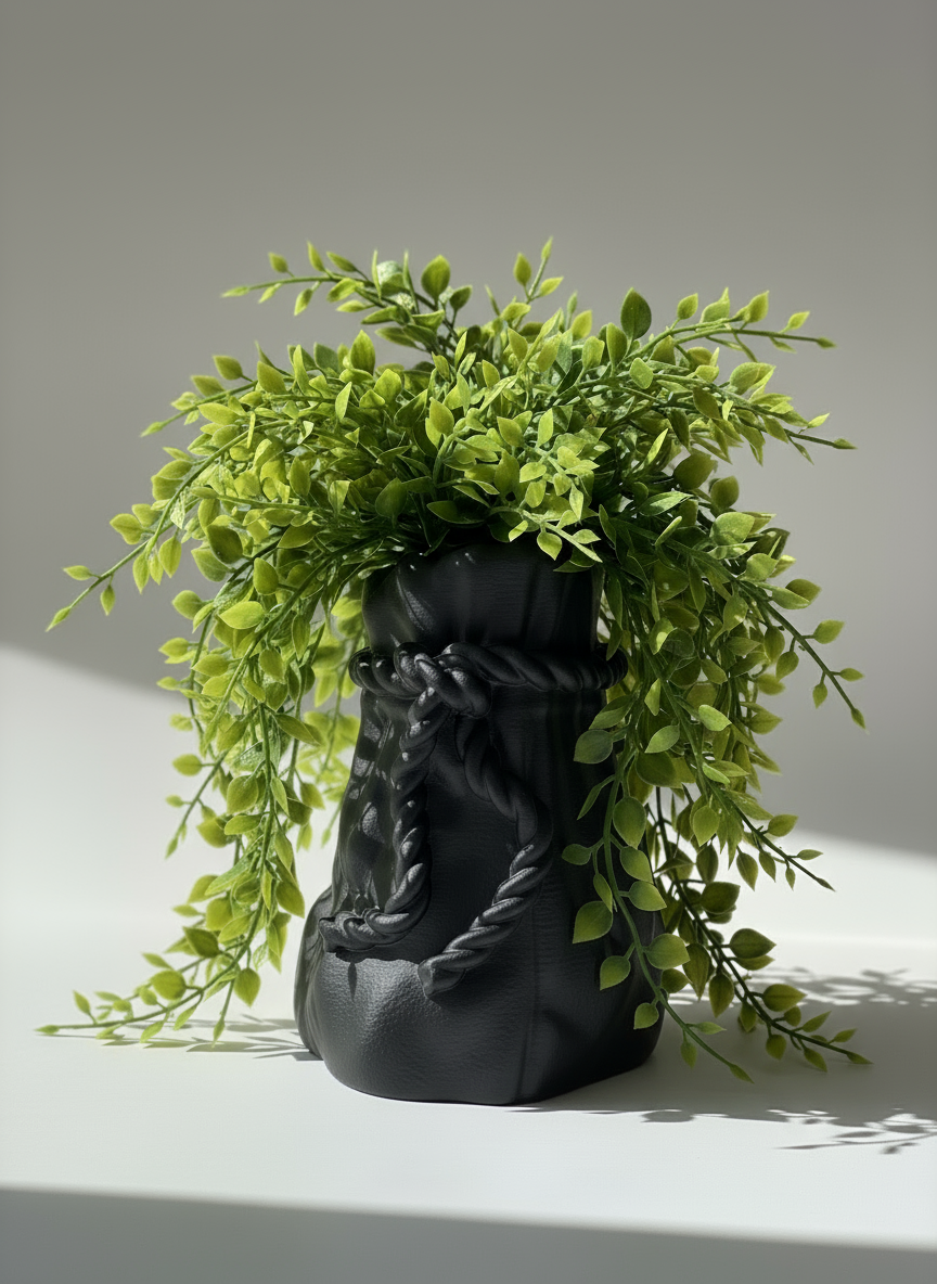 Designer Vase "Sacos Rope" Black