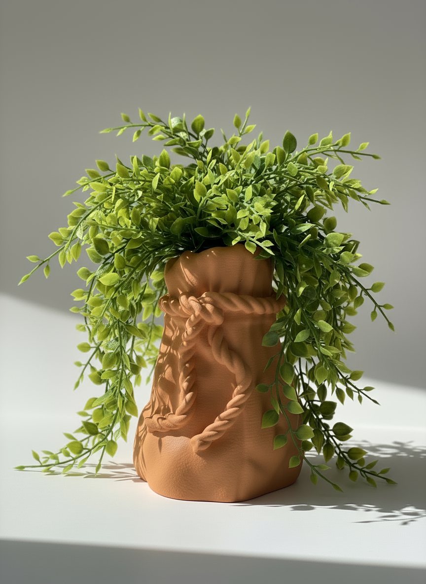 Designer Vase "Sacos Rope" Terracotta