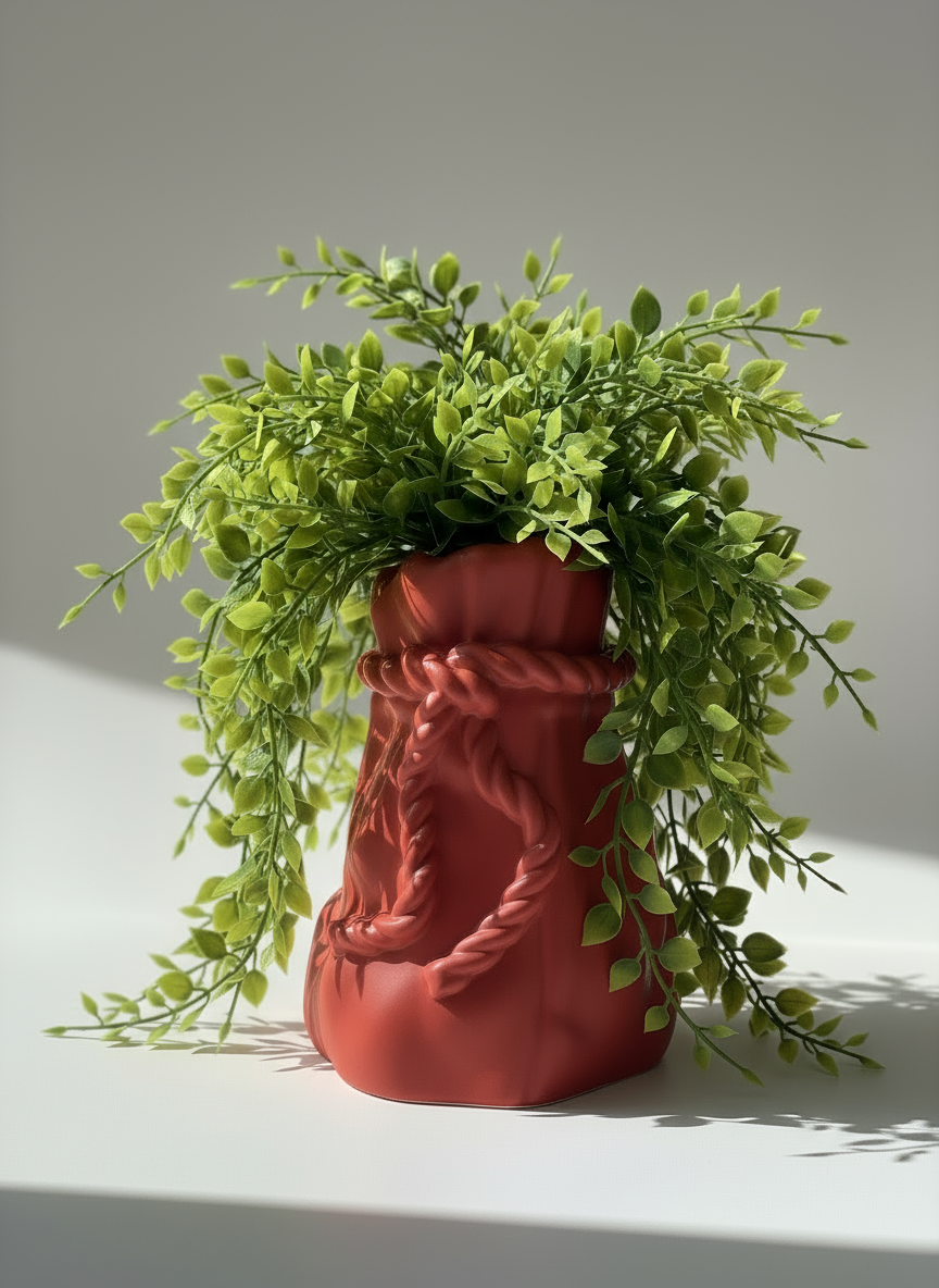 Designer Vase "Sacos Rope" Maroon Red