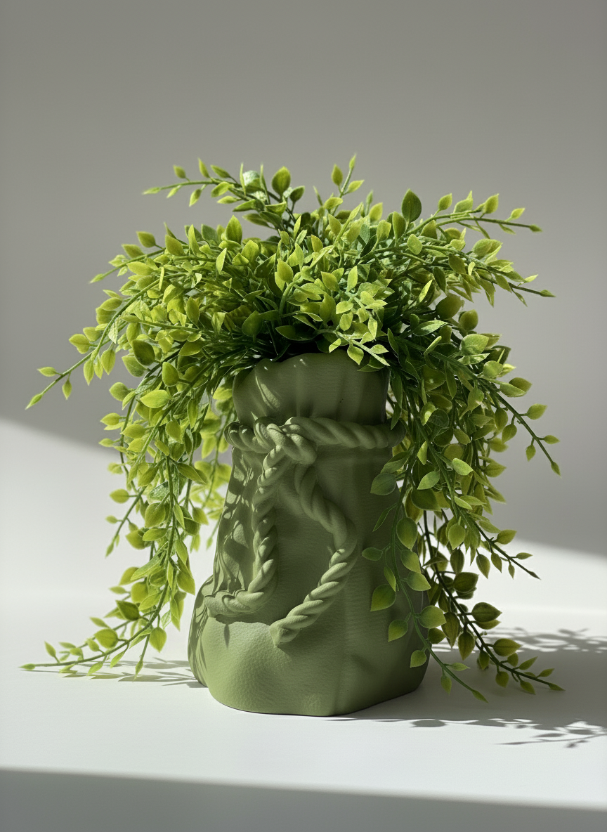Designer Vase "Sacos Rope" Olive Green