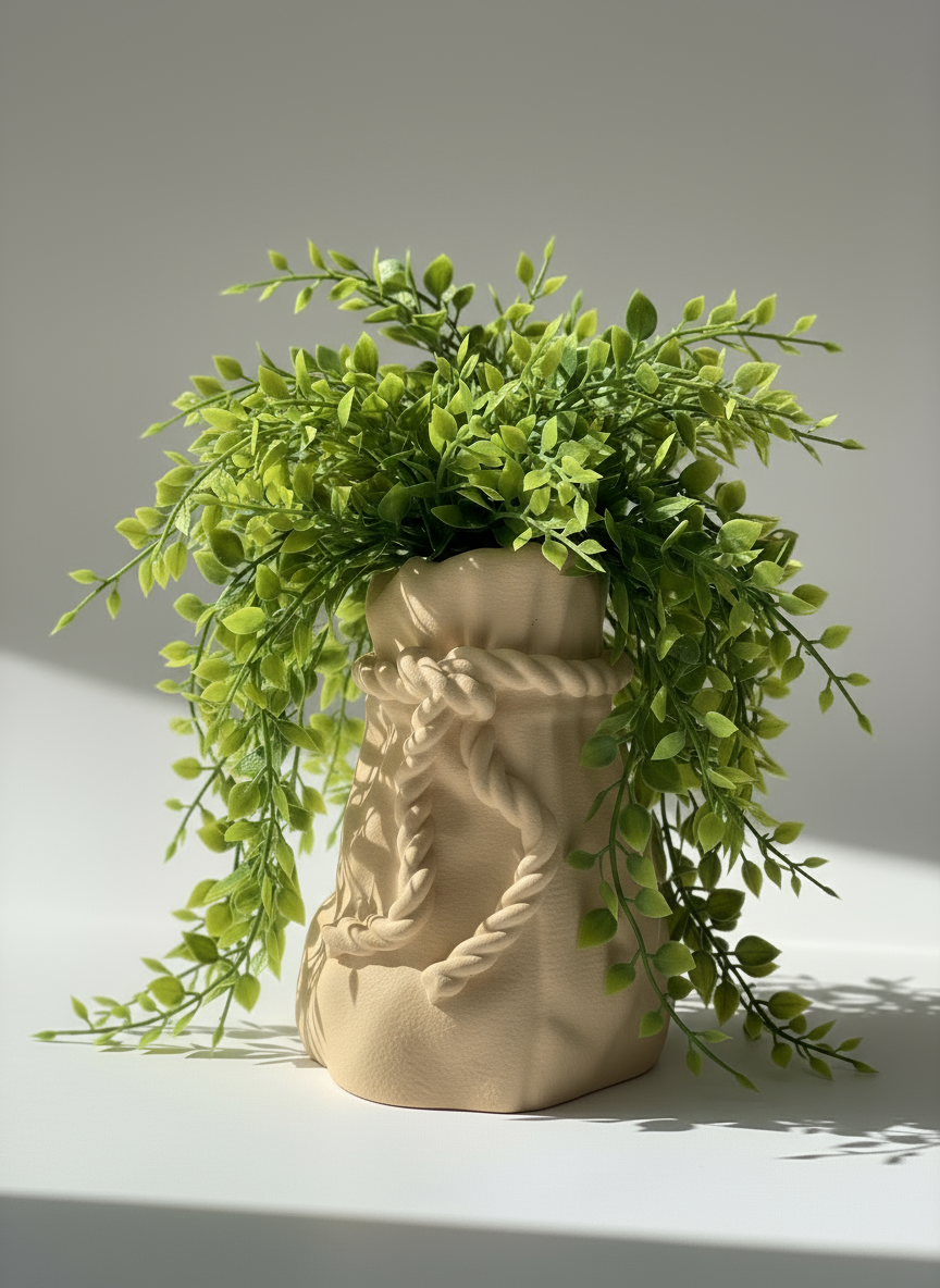 Designer Vase "Sacos Rope" Beige