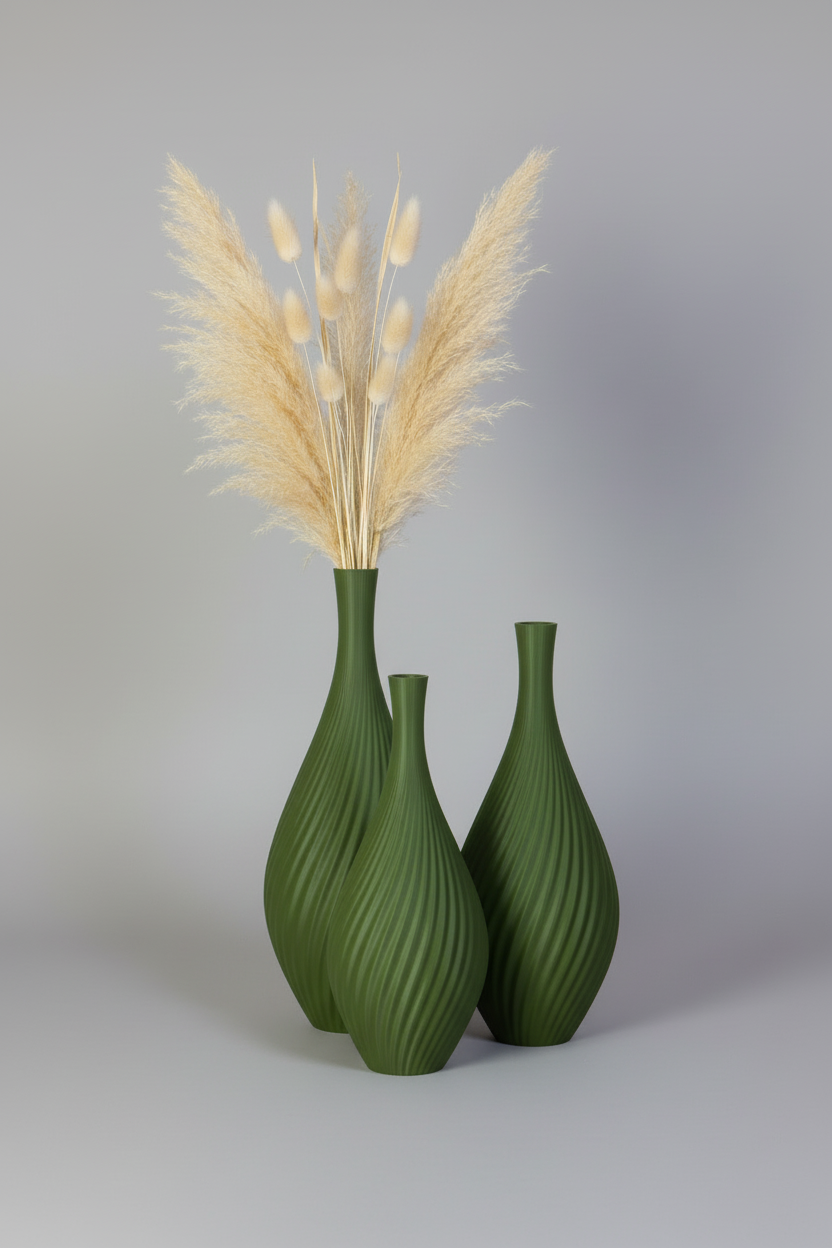 3D Printed Vases Decor Lamp Art - Vase Trio "Quebec"