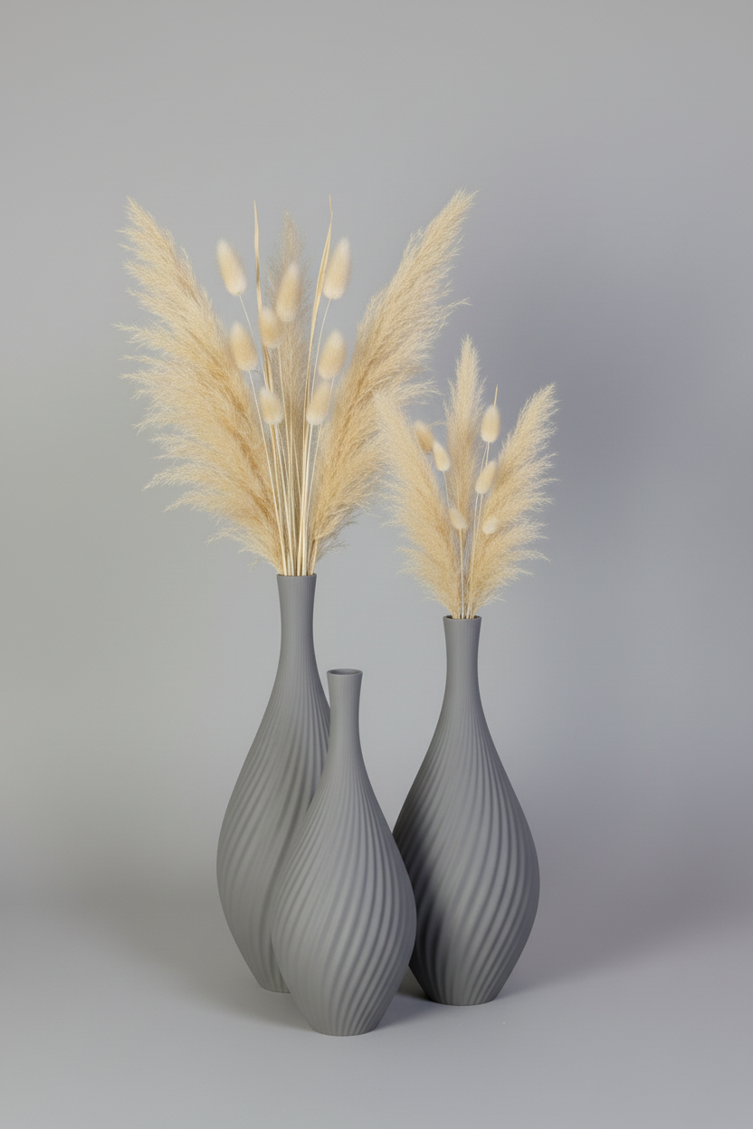 3D Printed Vases Decor Lamp Art - Vase Trio "Quebec"