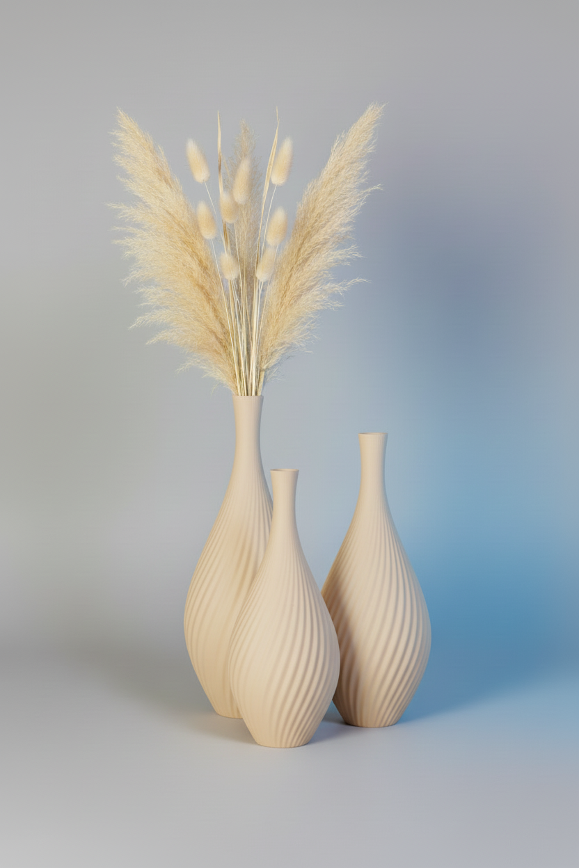 3D Printed Vases Decor Lamp Art - Vase Trio "Quebec"