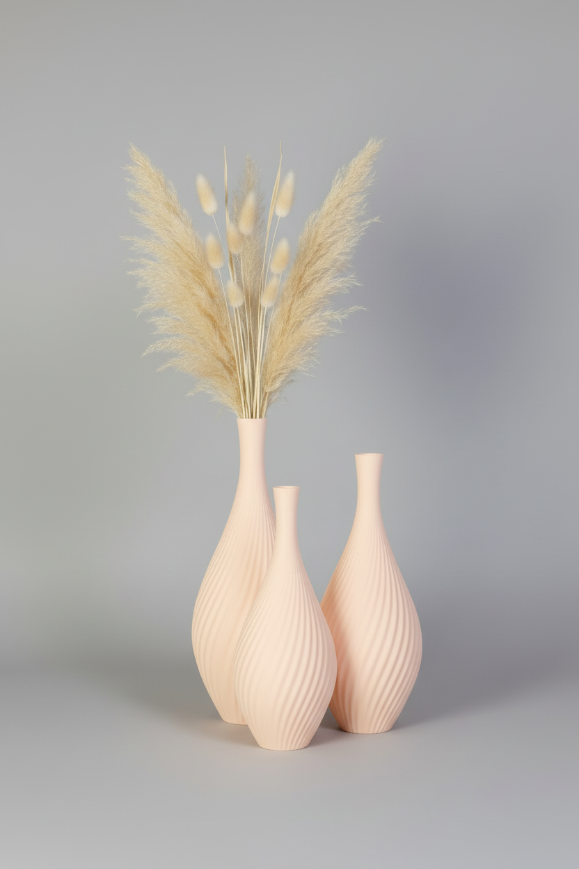 3D Printed Vases Decor Lamp Art - Vase Trio "Quebec"