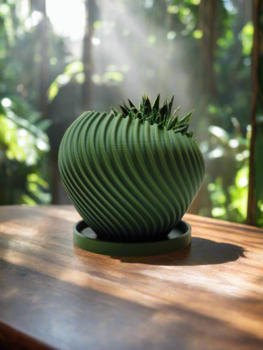 Modern Indoor Planter with Little Platter "Swirl"