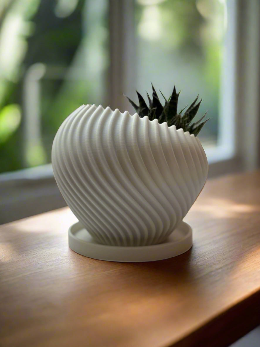 Modern Indoor Planter with Little Platter "Swirl"
